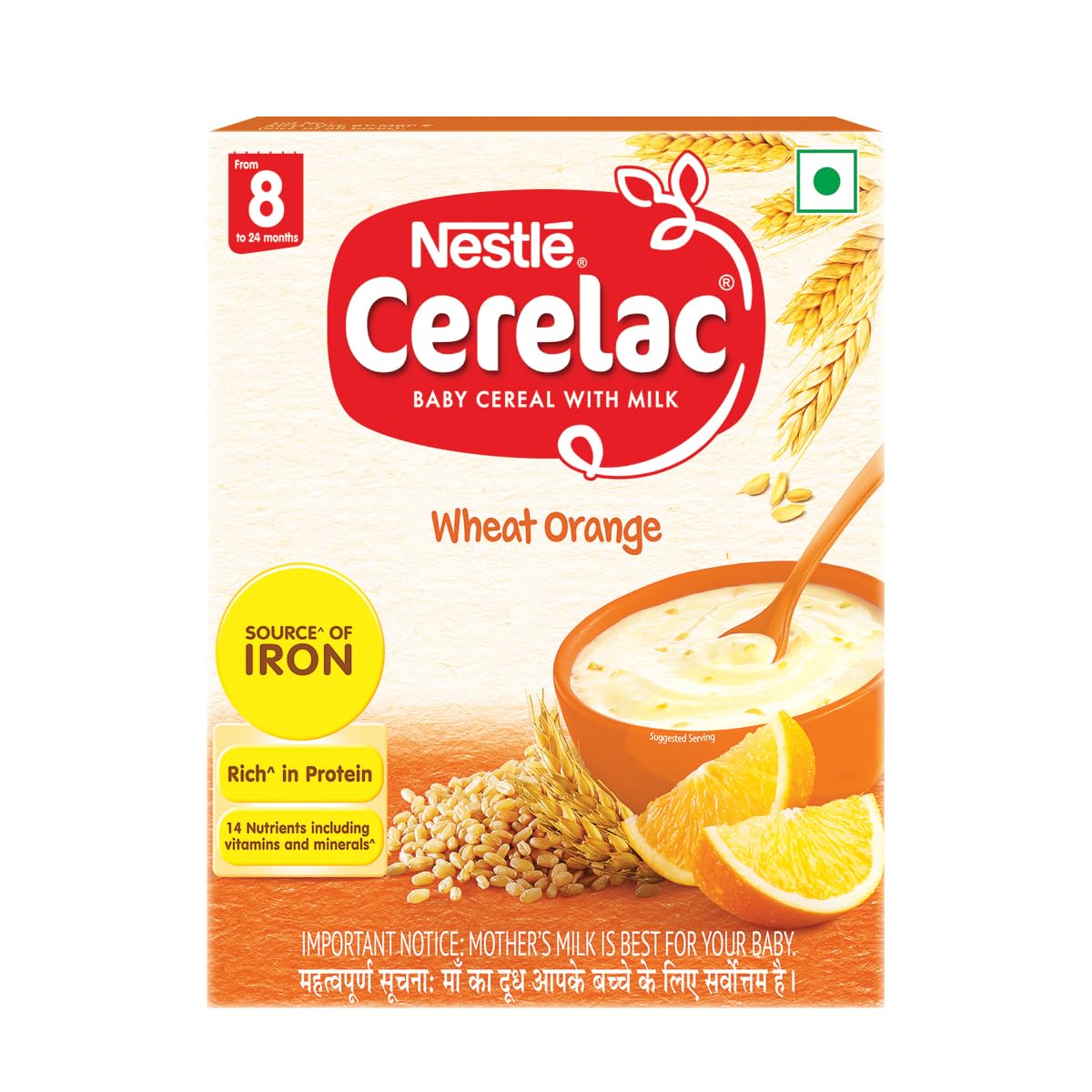 Nestle Cerelac Wheat Orange From 8 to 24 months, 300gm